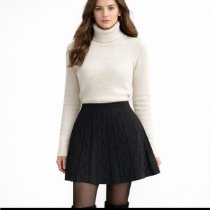 Philosophy A-Line Mini Skirt Geometric Pattern Black Pull On Winter Knit Stretch